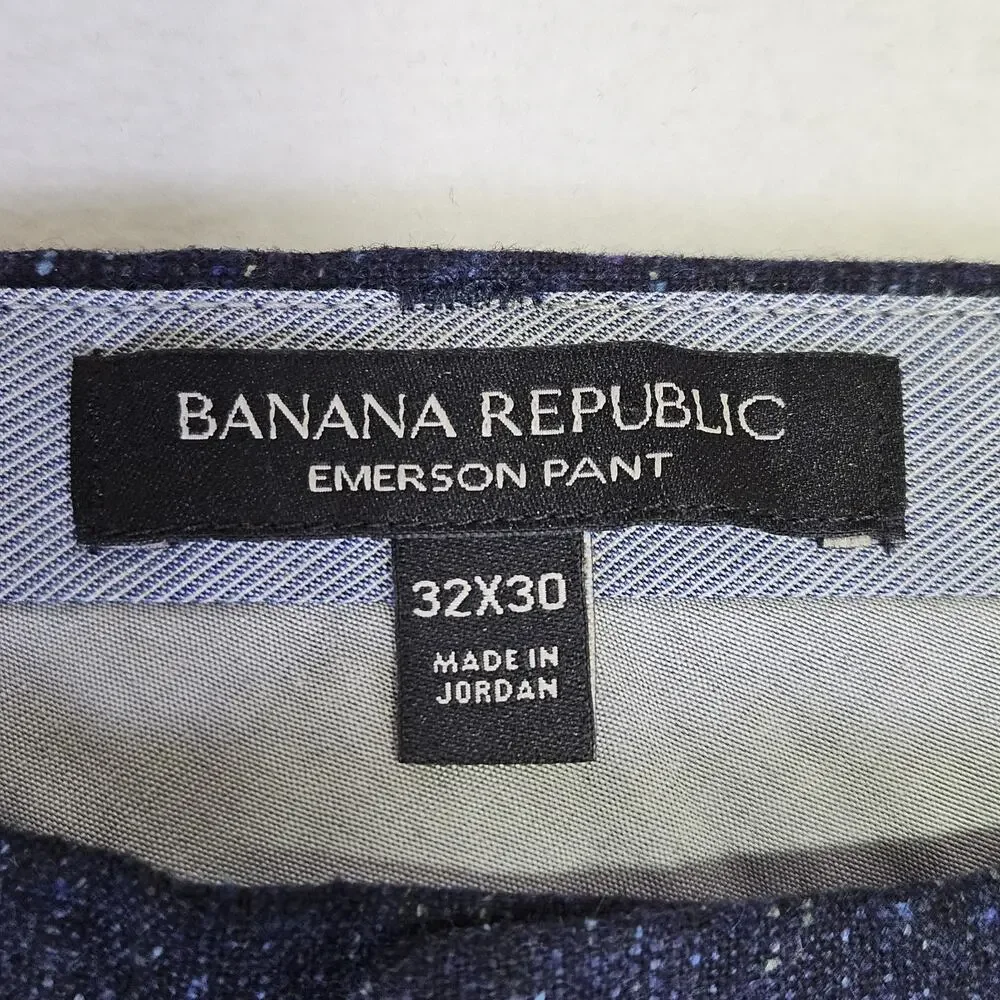 Banana Republic Emerson Pant Men 32x30 Nova Fides Navy Speckled Wool Silk Blend
